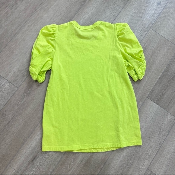 A.L.C. Kati Puff sleeve short sleeve top neon green yellow XS - Picture 5 of 7